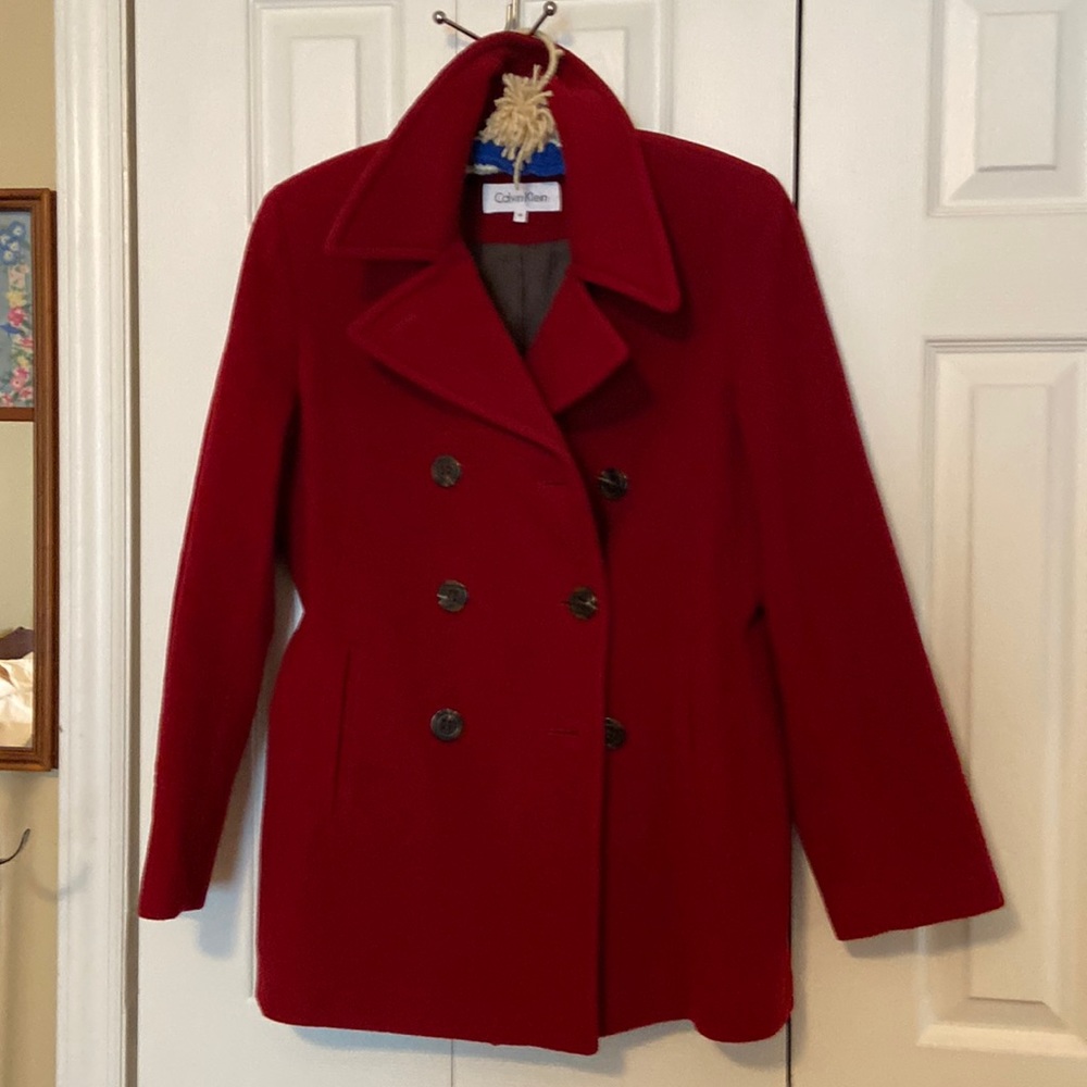 Like new Calvin Klein Maroon Pea Coat